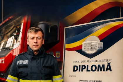 Diploma de apreciere pentru un pompier care a intervenit in timpul liber pentru a limita extinderea unui incendiu