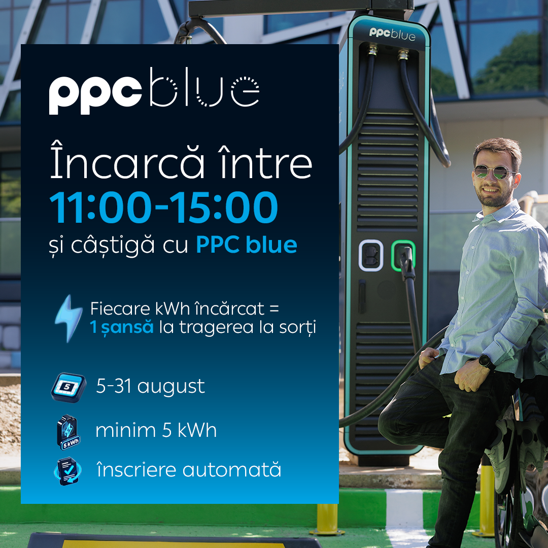 PPC blue lanseaza campania Incarca si Castiga care premiaza incarcarea masinilor electrice in afara orelor de varf